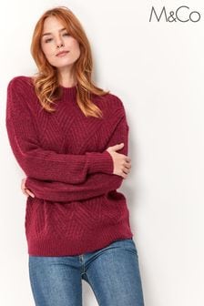 M&Co Red Diamond Cable Knit Jumper (A82117) | 20 €