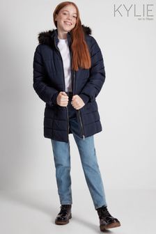 Kylie Teen Blue Faux Fur Hood Puffer Jacket (A82164) | €58