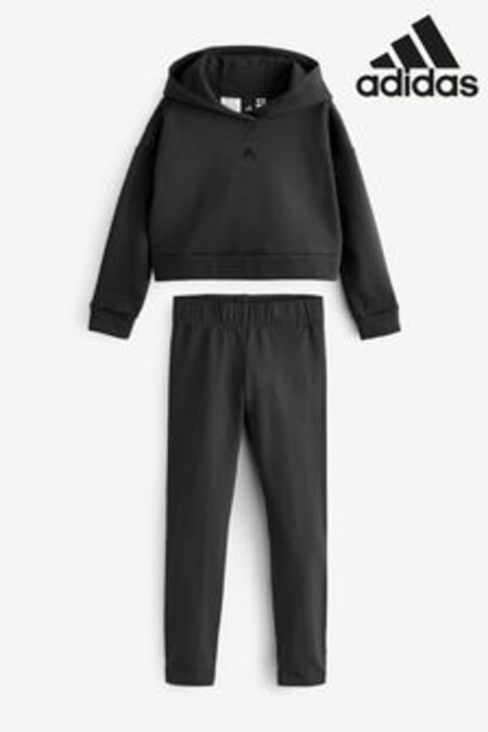 adidas Black Hooded Fleece Tracksuit (A82191) | €55