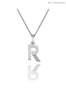 R - Collar con colgante de inicial pequeña de plata de Hot Diamonds (A82218) | 57 €