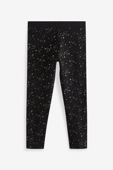 Black Gold Glitter Star Print Leggings (3-16yrs) (A82356) | €7 - €13