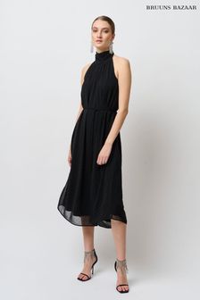 Bruuns Bazaar Gabby Black Open Back Midi Evening Dress (A82602) | €95