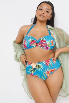 Simple Be Blue Floral/ Stripe Mix And Match Bandeau Non Wired Reversible Bikini Top (A82697) | ₪ 102