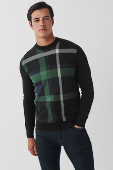Black Check Crew Neck Knitted Jumper (A82737) | €15.50