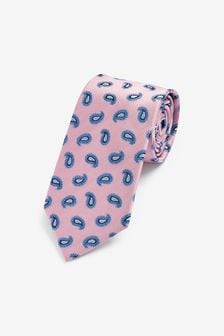 粉色／藍色小佩斯利圖案 - 普通款 - 圖案領帶 (A82756) | NT$530