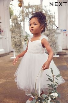 Ivory Cream Embellished Tulle Bridesmaid Dress (3mths-8yrs) (A82782) | OMR24 - OMR26