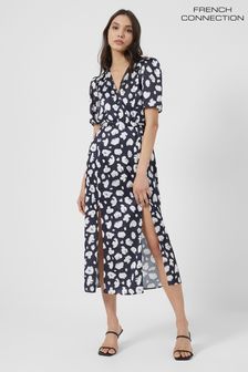 French Connection Aimee Inu Blue Front Slit Dress (A82920) | €108