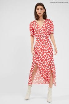 French Connection Mee Verone drapiertes Kleid mit Schlitz vorne, rot (A82934) | 38 €