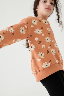 Rust Brown Floral Crew Sweatshirt Top (3-16yrs) (A83321) | €17.50 - €24