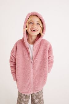 Pink Teddy Borg Fleece Zip Hoodie Jacket (3-16yrs) (A83327) | €22.50 - €29