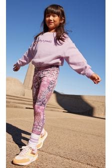 Lilac Purple/Pink Pretty Floral Sweat Top And Sports Leggings Set (3-16yrs) (A83366) | €16 - €22