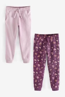 Pink/Purple Floral Print 2 Pack Joggers (3-16yrs) (A83367) | €25 - €33