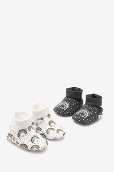 Black and White Mummy and Daddy 2 Pack Baby Cotton Rich Booties (0-18mths) (A83892) | €11