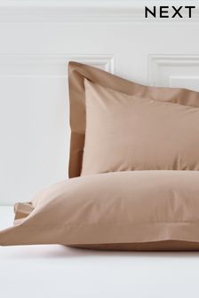 Set of 2 Natural Beige Cotton Rich Pillowcases
