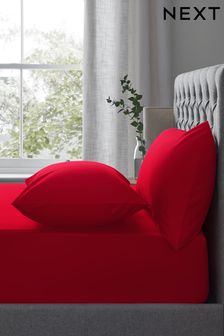 Red Easy Care Polycotton Fitted Sheet