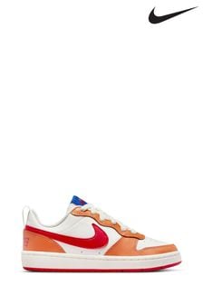 Nike Orange/White Court Borough Low Youth Trainers (A84420) | €51