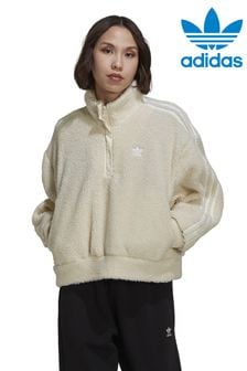 adidas Originals White Adicolor Classics Half Zip Fleece Sweatshirt (A84492) | $91