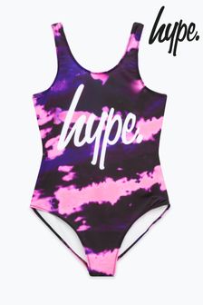Hype. Girls Purple Tie Dye Script Swimsuit (A84646) | $55 - $66
