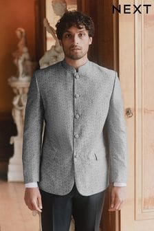 Silver Slim Nehru Collar Suit Jacket (A84663) | €64