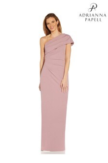 Adrianna Papell Pink Knit Crepe One Shoulder Dress (A84726) | DKK1,266