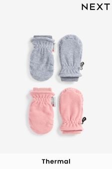 Pink/Grey Thermal Fleece Mitts 2 Pack (3mths-6yrs) (A84770) | $18 - $21