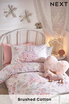 Pink Magical Swan 100% Cotton Brushed Duvet Cover and Pillowcase Set (A84784) | €33 - €50