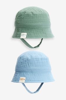 Blue/Green - Baby Bucket Hats 2 Pack (0mths-2yrs) (A85044) | BGN37