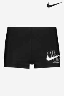 Nike Black Square Leg Logo Swim Shorts (A85114) | $77