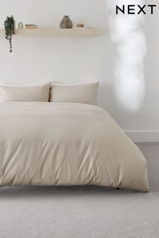 Natural Easy Care Polycotton Plain Duvet Cover and Pillowcase Set (A85127) | €13 - €36