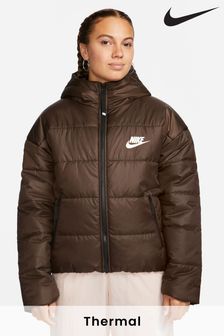 Nike Brown Therma Fit Hooded Puffer Jacket Coat (A85143) | €59