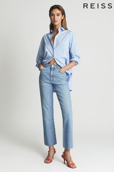 Reiss Light Blue Febe Mid Rise Kick Flared Jeans (A85334) | LEI 908