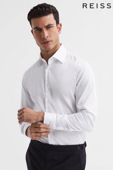 Reiss White Frontier Slim Fit Cotton Blend Shirt (A85338) | $184