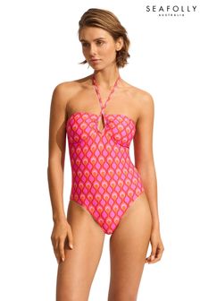 Seafolly Birds Of Paradise Red Diamond Wire One Piece Swimsuit
