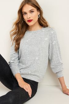 Next Cosy Sequin Puff Sleeve Jumper (A85395) | 18 €
