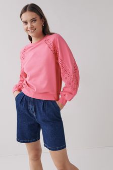 Pink Long Sleeve Broderie Sweatshirt (A85397) | 21 € - 25 €