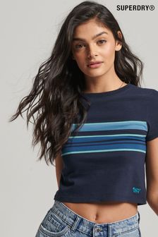 Superdry Blue Vintage Stripe Crop T-Shirt
