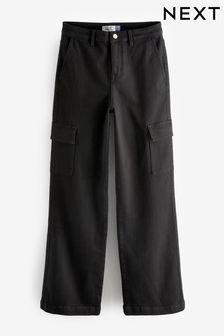 Black Wide Leg Cargo Jeans (A85468) | $74