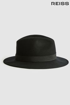 Reiss Black Ashbourne Wool Fedora Hat (A85476) | OMR51