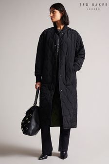 Ted Baker Avverii Black Long Length Onion Quilted Bomber Coat (A85573) | $412
