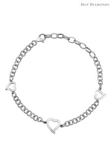 Гарячі діаманти сріблястого тону Теплий серцевий браслет (A85711) | 5 436 ₴