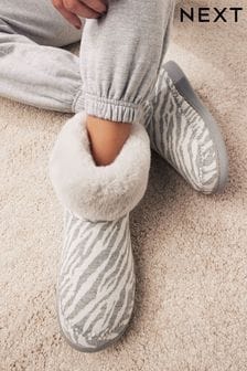Grey Animal Print Slipper Boots (A85735) | 33 €