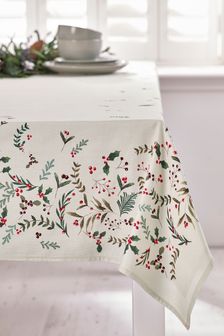 Cream Holly Christmas Table Linen Table Cloth (A86002) | kr357 - kr447