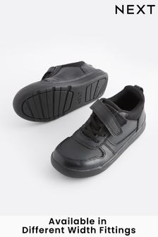 Black Elastic Lace Single Strap Extra Wide Fit (H) School Trainers (A86233) | 24 € - 35 €