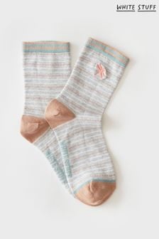 White Stuff Grey Embroidered Dragonfly Socks (A86237) | ₪ 32