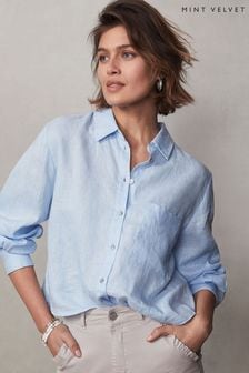 Mint Velvet Blue Cropped Linen Shirt (A86286) | 46 €