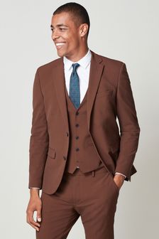 Rust Brown Skinny Fit Motion Flex Stretch Suit (A86722) | 126 zł