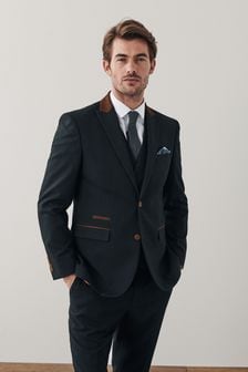 Green Tailored Fit Trimmed Donegal Fabric Suit (A86725) | €30