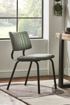 Set of 2 Arona Faux Leather Khaki Green Aiden Non Arm Dining Chairs (A87085) | €285