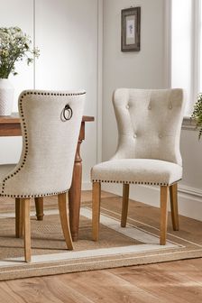 Tweedy Plain Light Natural Blair Oak Effect Leg Dining Chairs Set of 2 (A87109) | €365