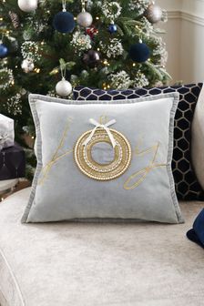 Silver Joy Embellished Festive Cushion (A87120) | kr246